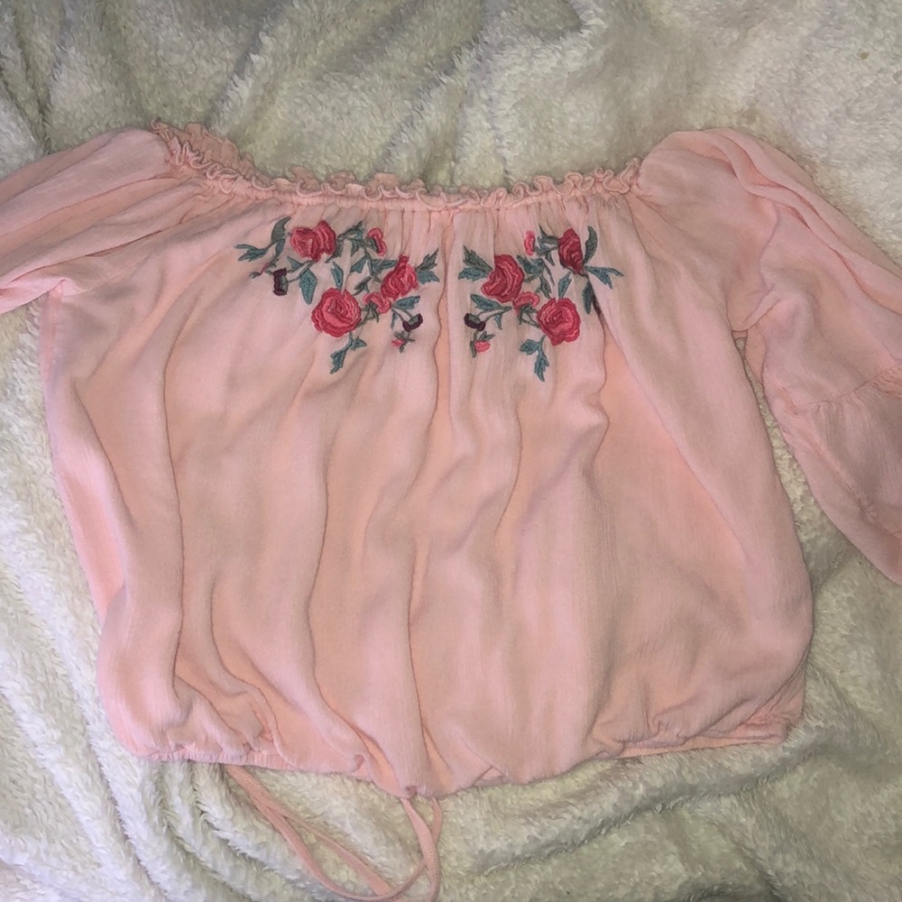 Off the shoulder embroidered top